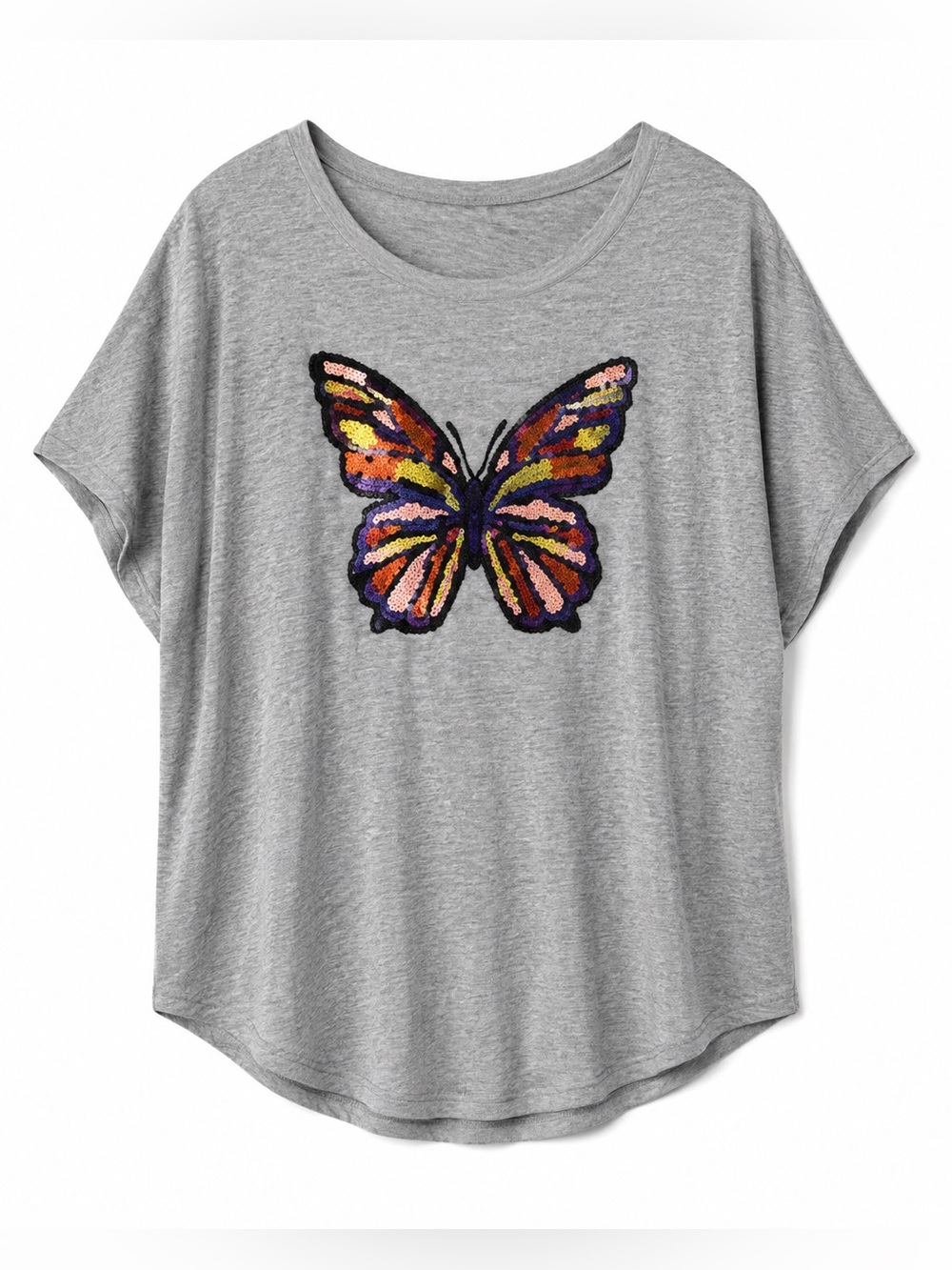 NWT My Danielle CR Grey sequins butterfly tee
